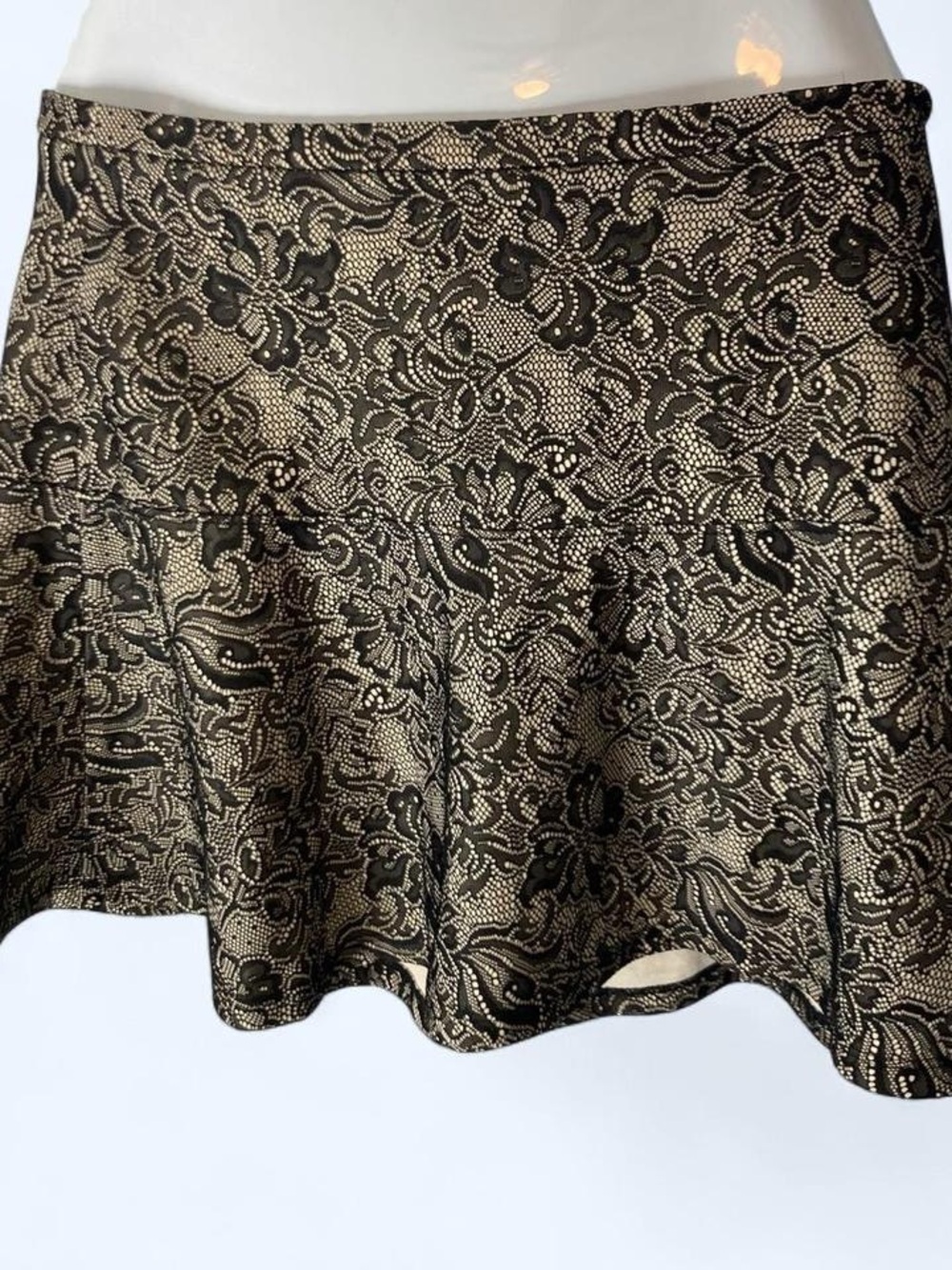 Express black & tan paisley print mini skirt 4